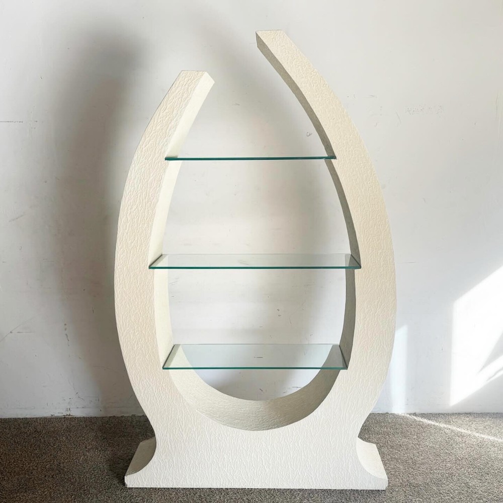 Postmodern Sculpted White Stucco Etagere/Bookshelf