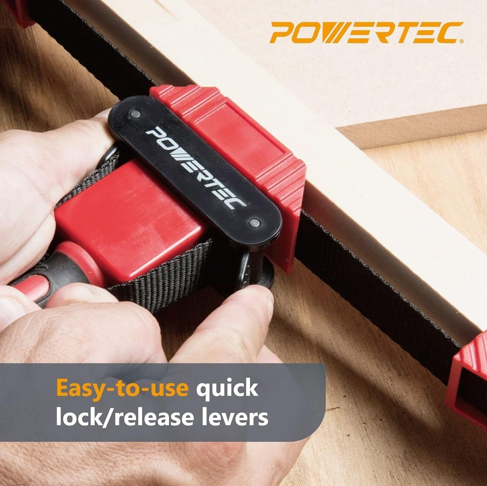 POWERTEC Deluxe Polygon Quick Release Band Clamp | Frame Clamping Strap Holder