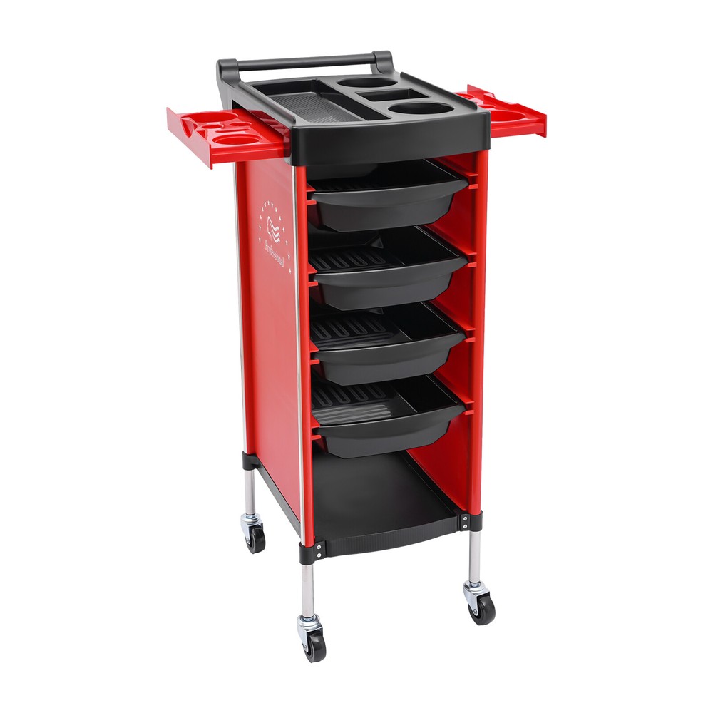 Salon Trolley, with Handle and Lockable Rolling Wheels, Green 6-Tier Drawer-Type