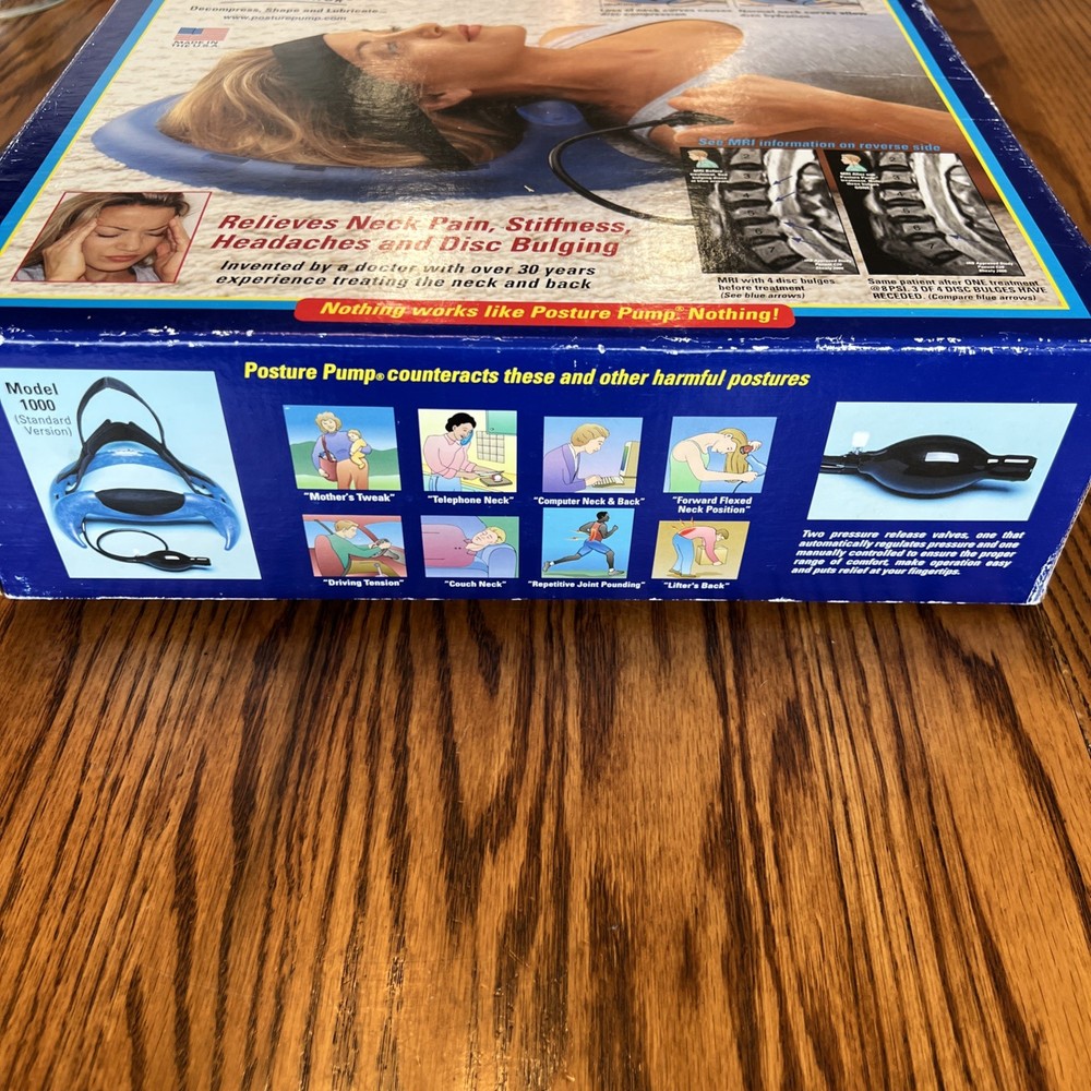 Posture Pump Model 1000 Neck Exerciser Cervical Disc Hydrator Complete w/ Box