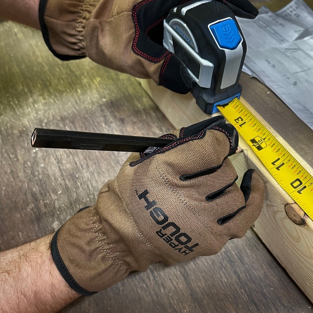 Hyper Tough Duck Canvas, Utility Work Gloves, Brown, Men's Large