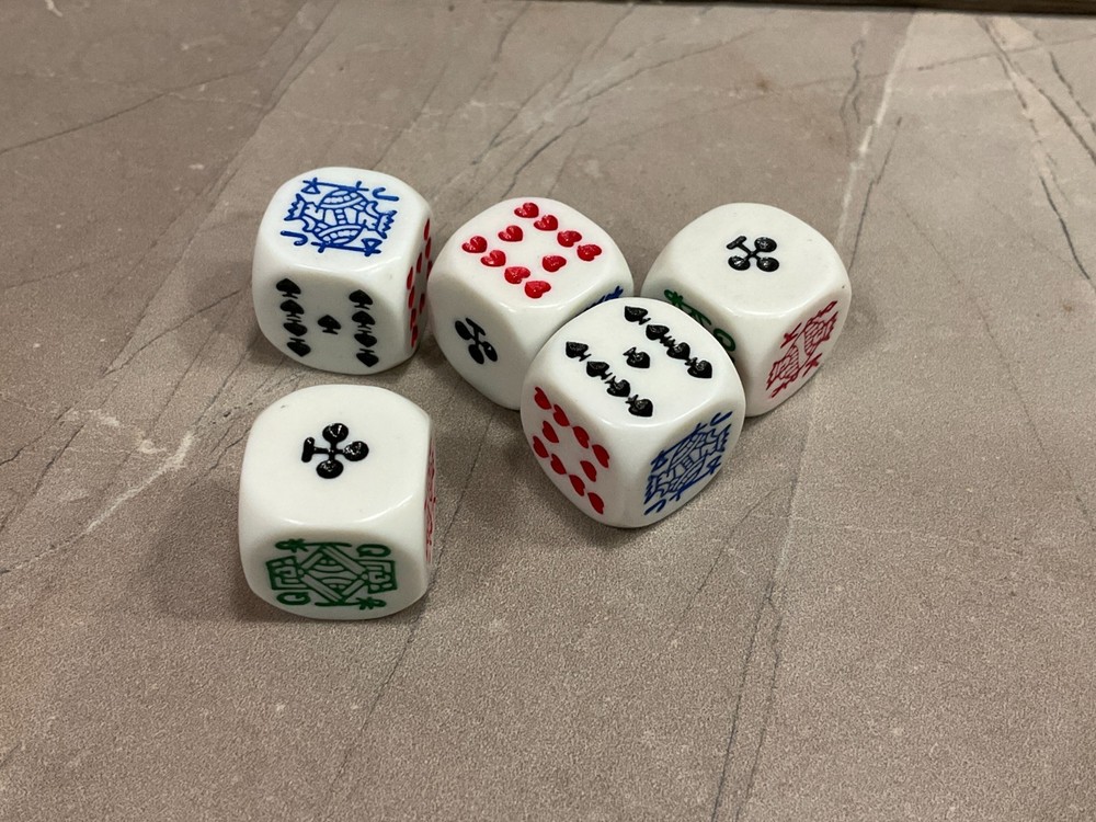 Vintage Poker Dice Set Five 5 Dice