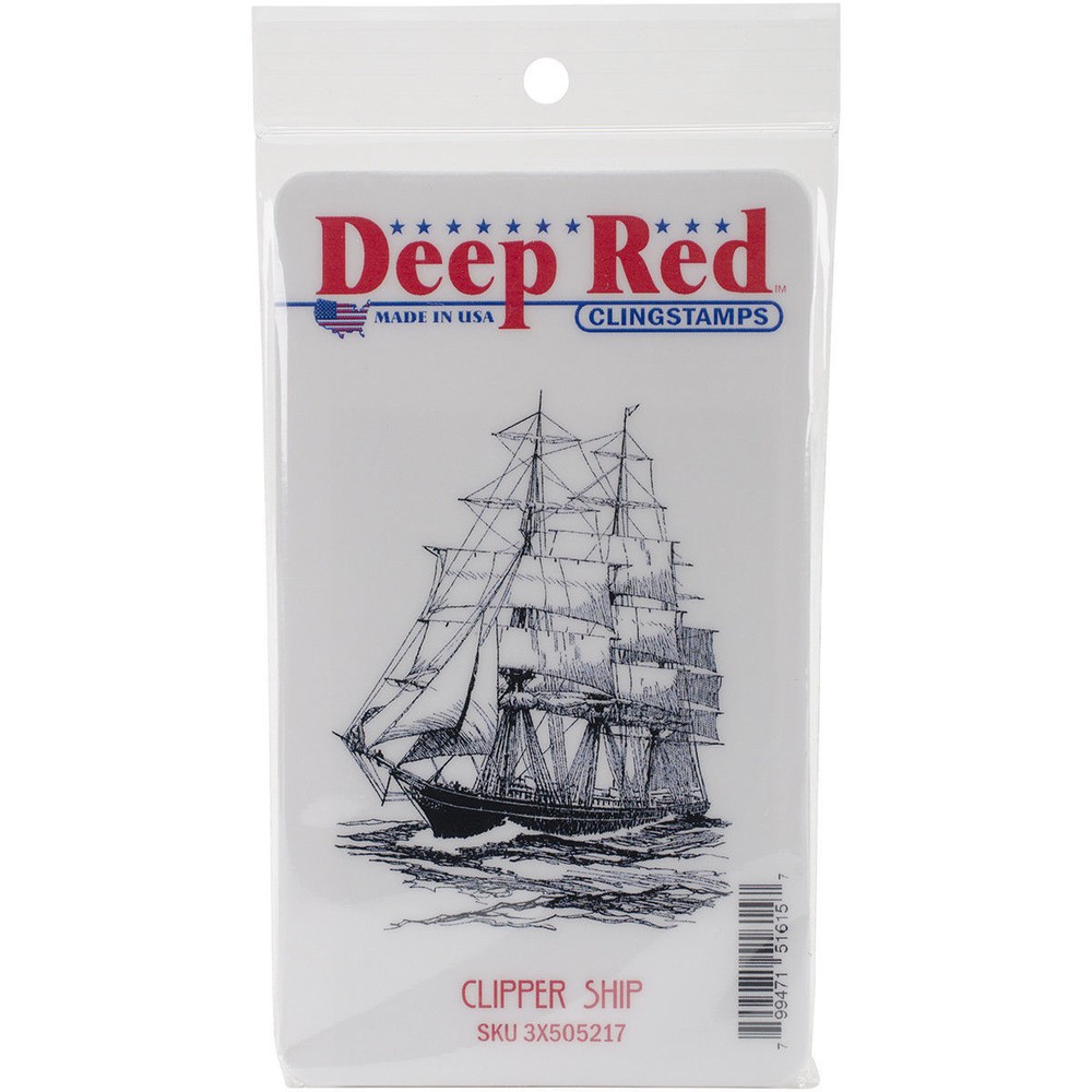 Deep Red Stamps Clipper Ship Rubber Cling Stamp