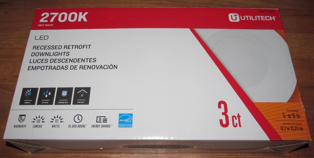 3-pack ~ Utilitech 2700K Soft White 4 inch LED Recessed Retrofit Downlight NEW