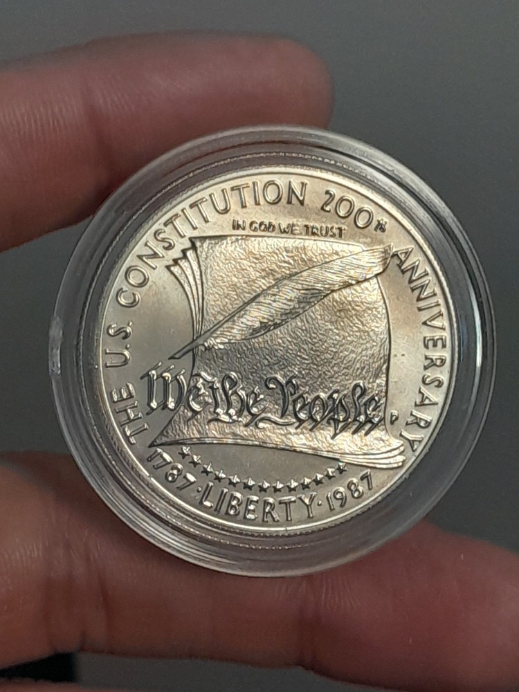 1987 Constitution Commemorative SILVER DOLLAR Proof Coin in Capsule