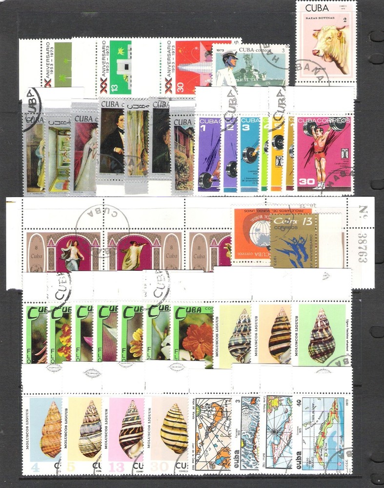 CUBBA 1973 FINE USED ISSUES ON 2 PAGES (F)