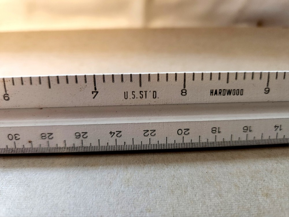 Vintage ALVIN No.111 U. S. ST'D Triangular Engineering Scale Ruler (1) Hardwood