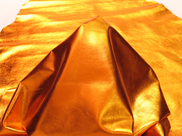 Lambskin Leather hides Metallic Orange