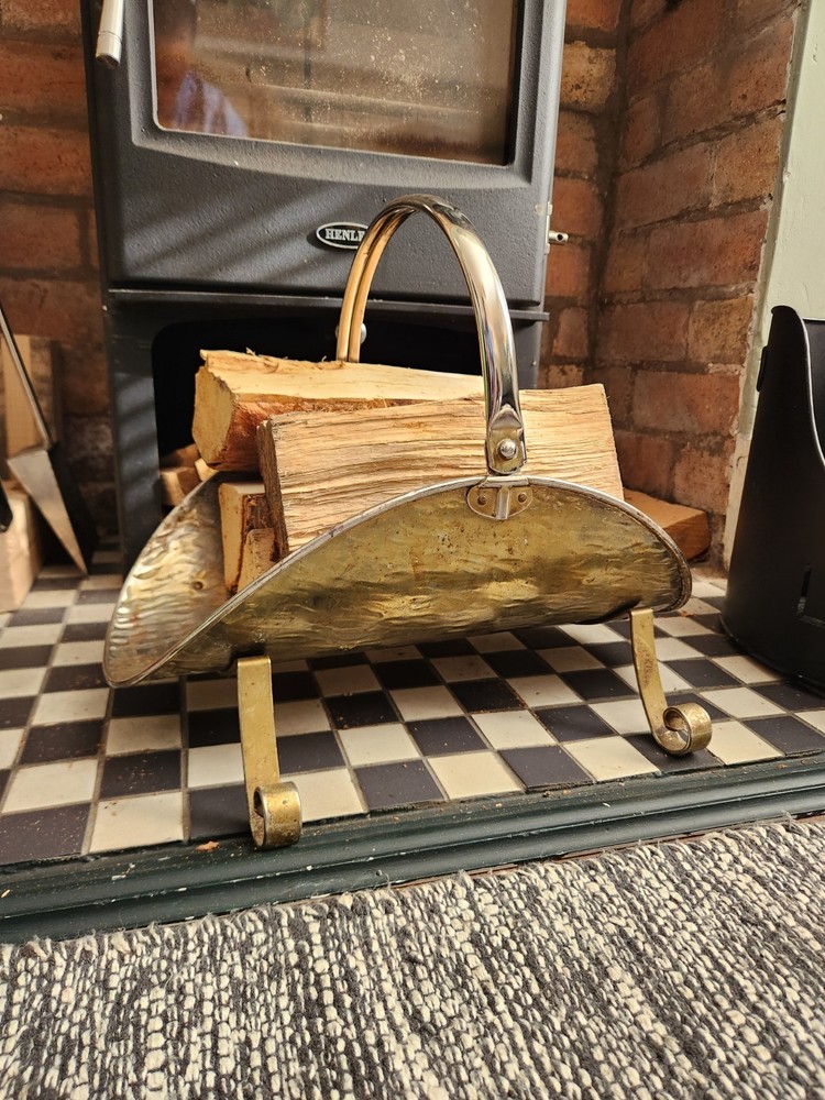 Vintage Brass Fire Wood Holder