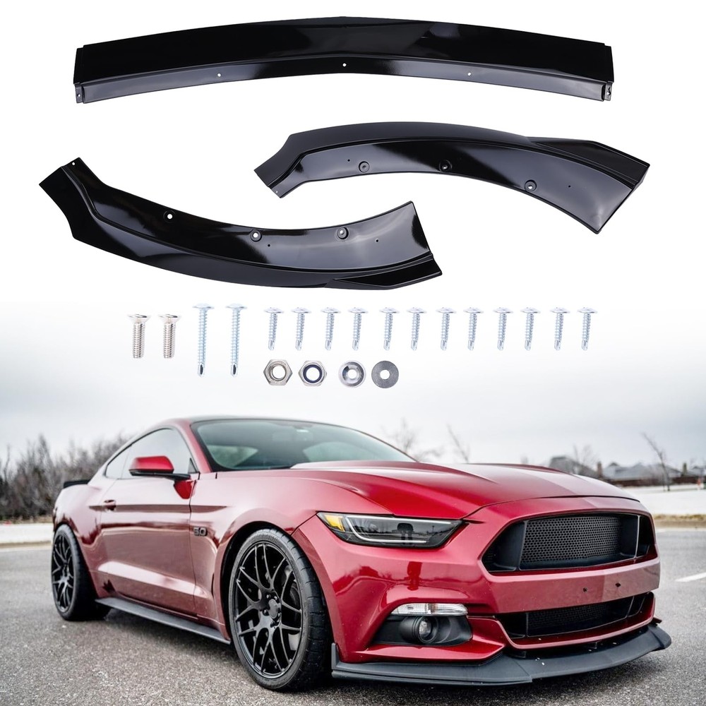 Front Bumper Lip Splitter Spoiler for Mustang 2015-2017 Gloss Black ABS