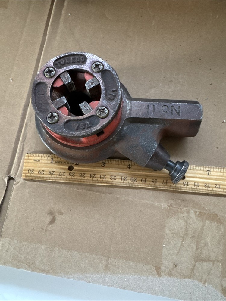 Toledo Pipe Threader No 11 W/ Interchangeable Handle Holder 1/2” Die Works