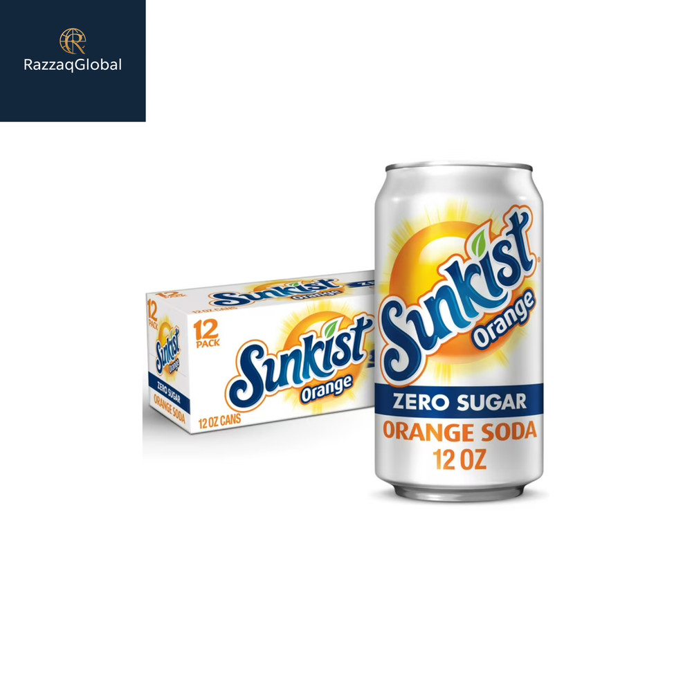 Sunkist Zero Sugar Orange Soda Pop, 12 fl oz, 12 Pack Cans
