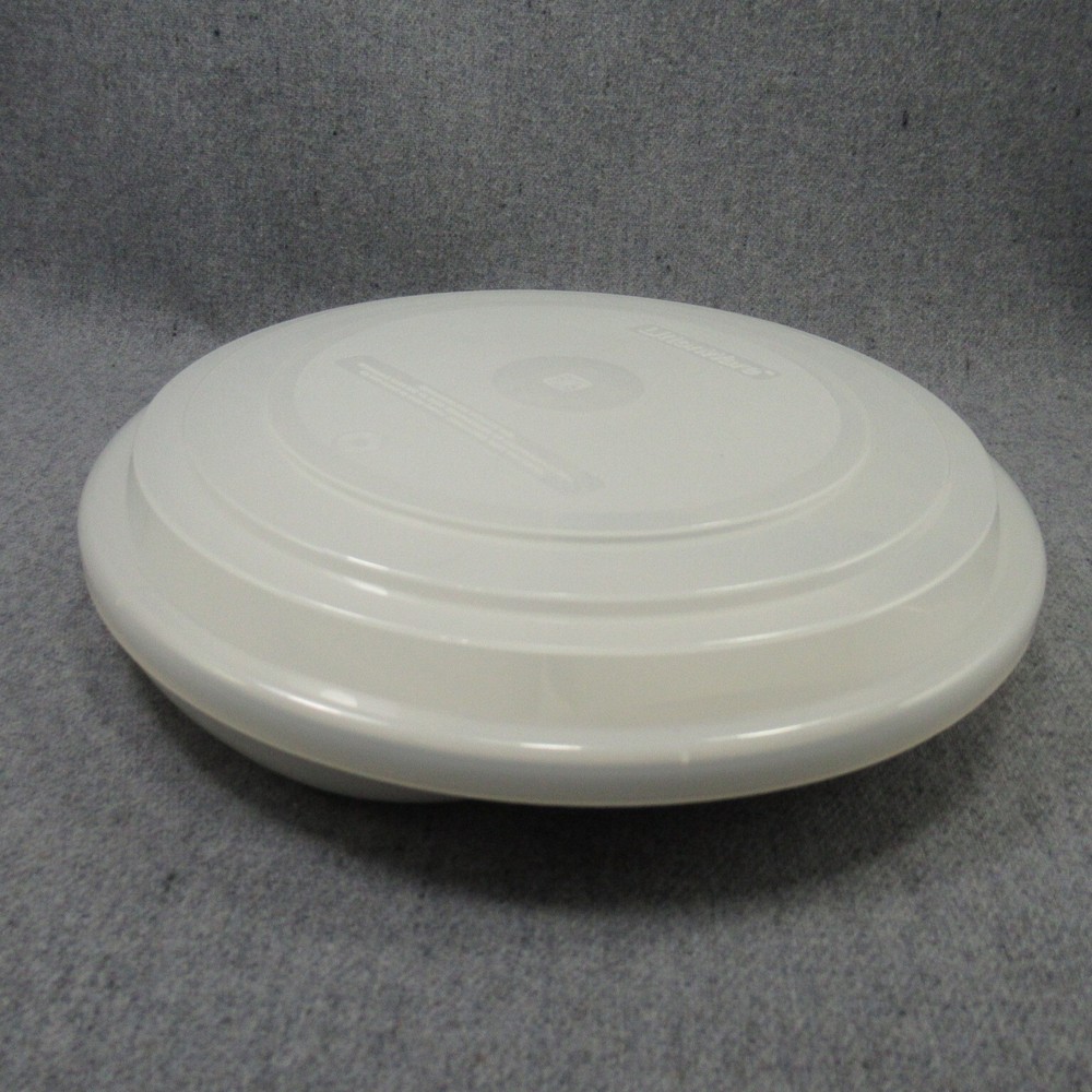 2 LittonWare Microwave Plastic Divided Plates Lids 4 Compartments White 44096