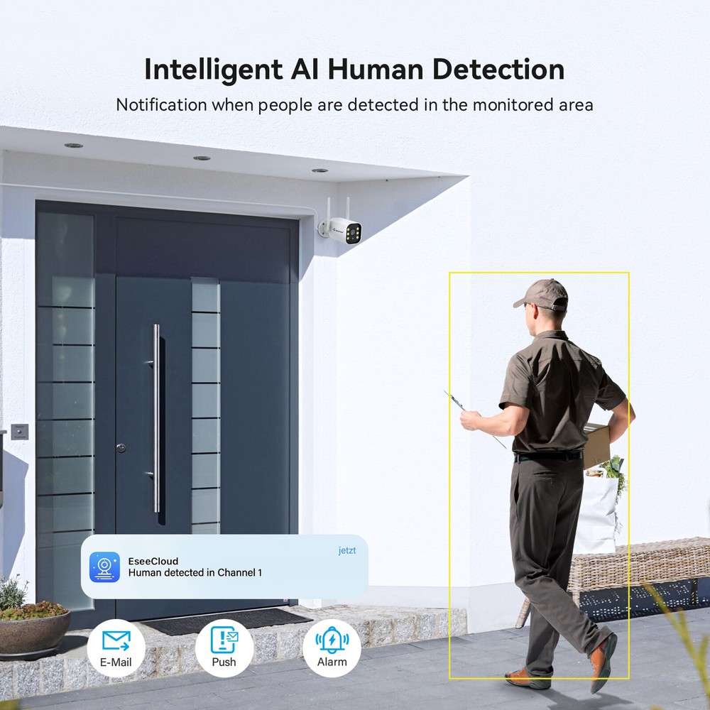5MP Wireless CCTV Home Security Camera System Auto Cascading NVR AI Detection