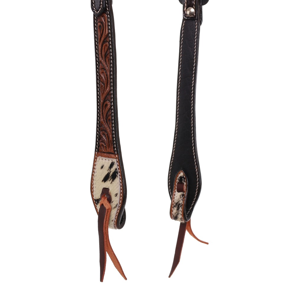 Showman Single Ear Leather Headstall w/ Tooling & Cowhide