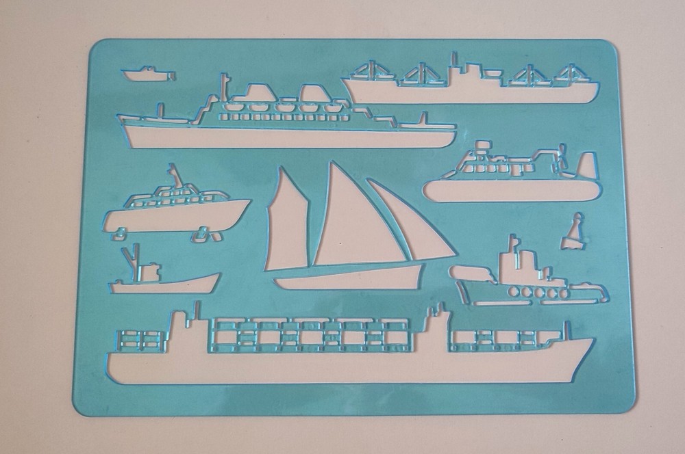 VINTAGE PLASTIC DRAFTING CURVES. SHIPS. SOVIET STENCIL. RARE