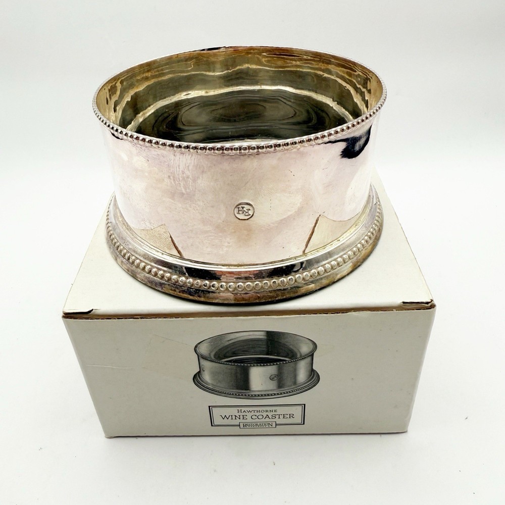Restoration Hardware Hawthorne WINE Champagne Bottle COASTER Silver Plated