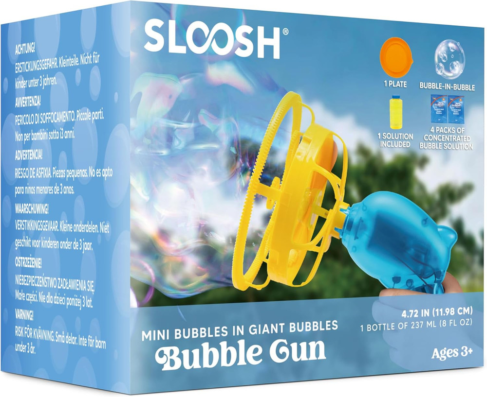 Sloosh Whale Bubble Gun with Refill Solution, Bubble Gun Machine Blower Toy for