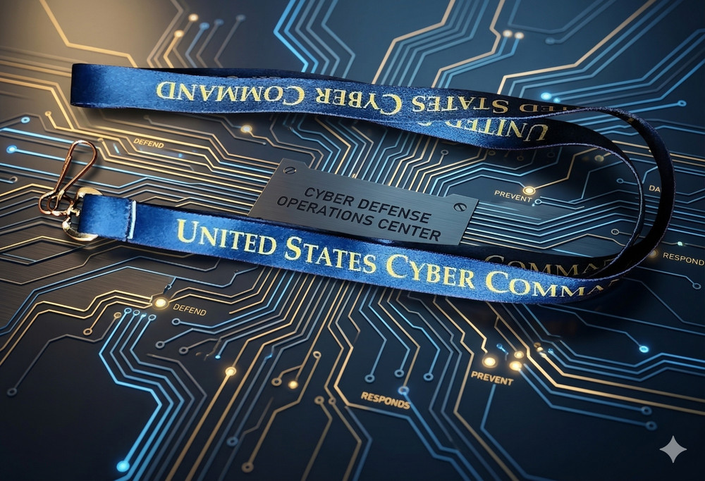 US Cyber Command Lanyard with Metal Hook Clasp