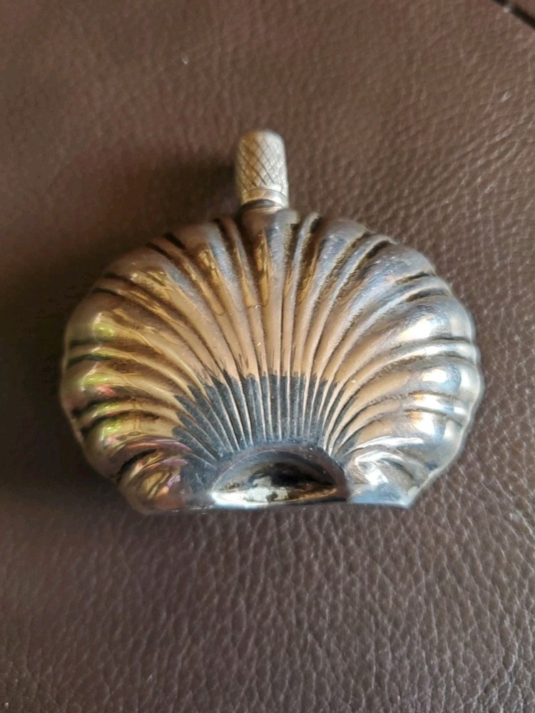 Vintage Sterling Silver Fancy Shell Shaped Perfume Bottle