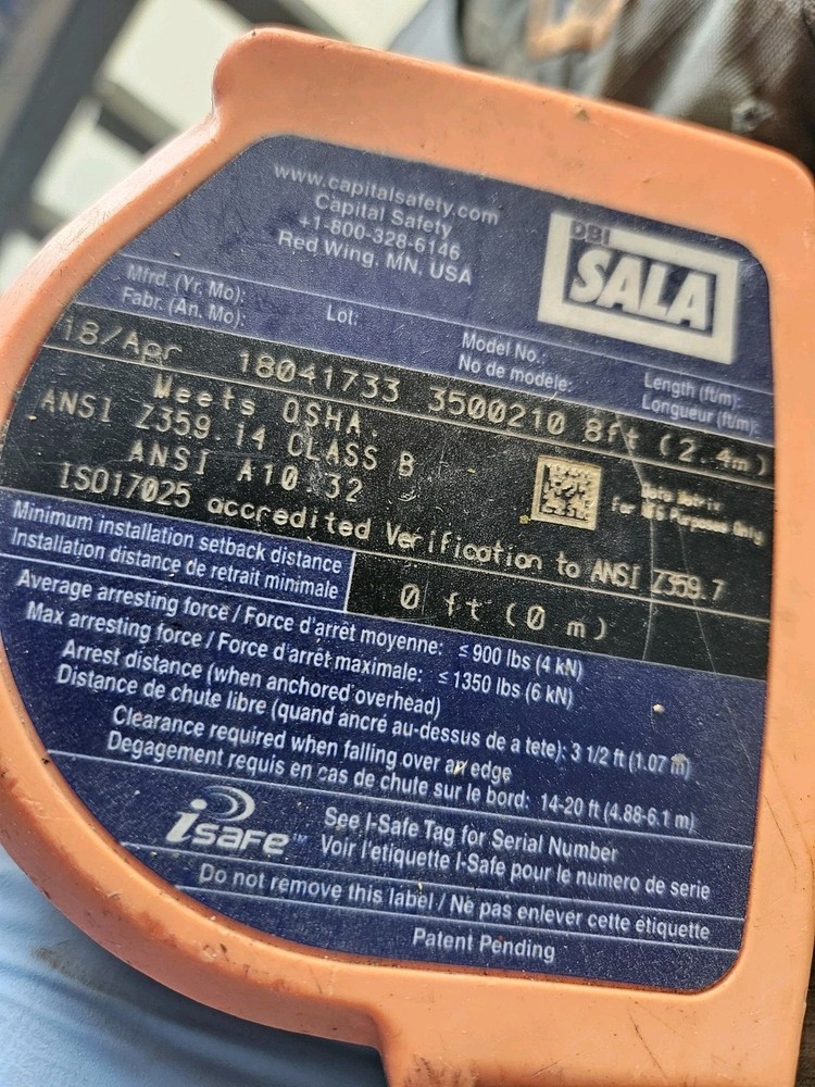  Dbi Sala Nano Lok Edge - Model 3500210    8' Galvanized Cable 