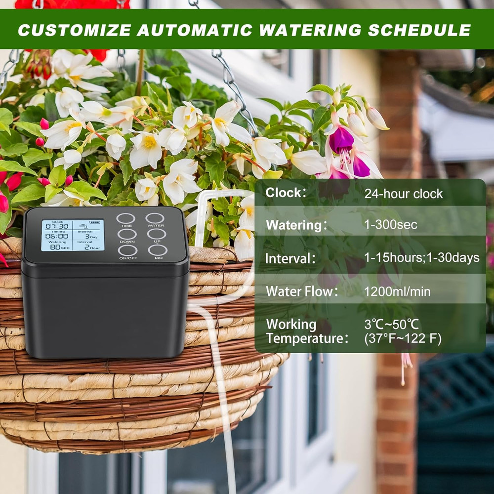 Automatic Plant Waterer Indoor: Drip Irrigation System with Large Display, Easy