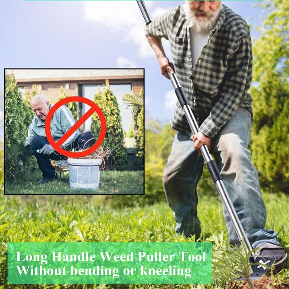 Weeder Puller Long Handle Weed Tool Hand Weed Rake Garden Hoe Weeding for Yard