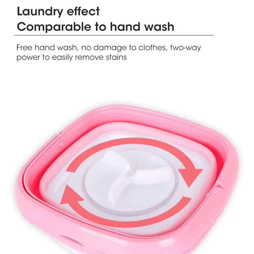 Folding Washing Machine (Pink) – US Standard Plug with Blue Light Sterilization