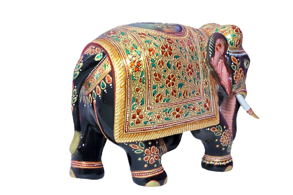 wooden gold palted elephant