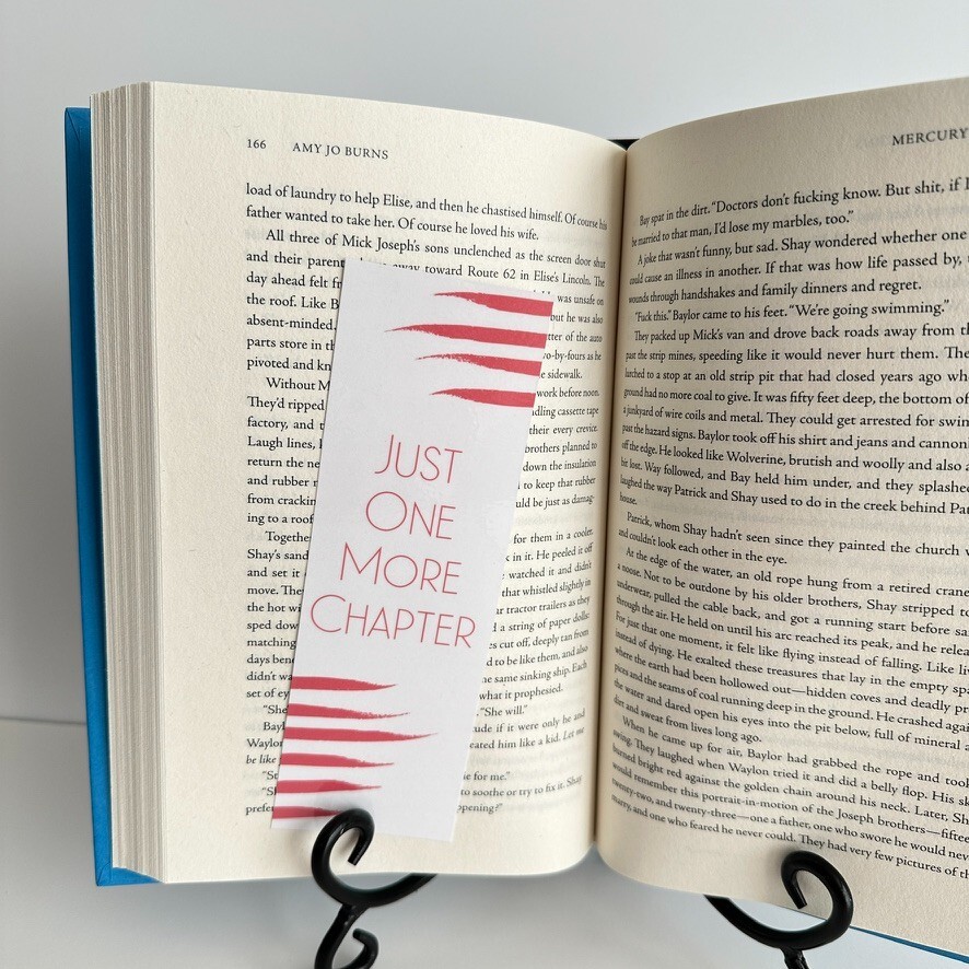 Bookmark, "Just One More Chapter," (Salmon)