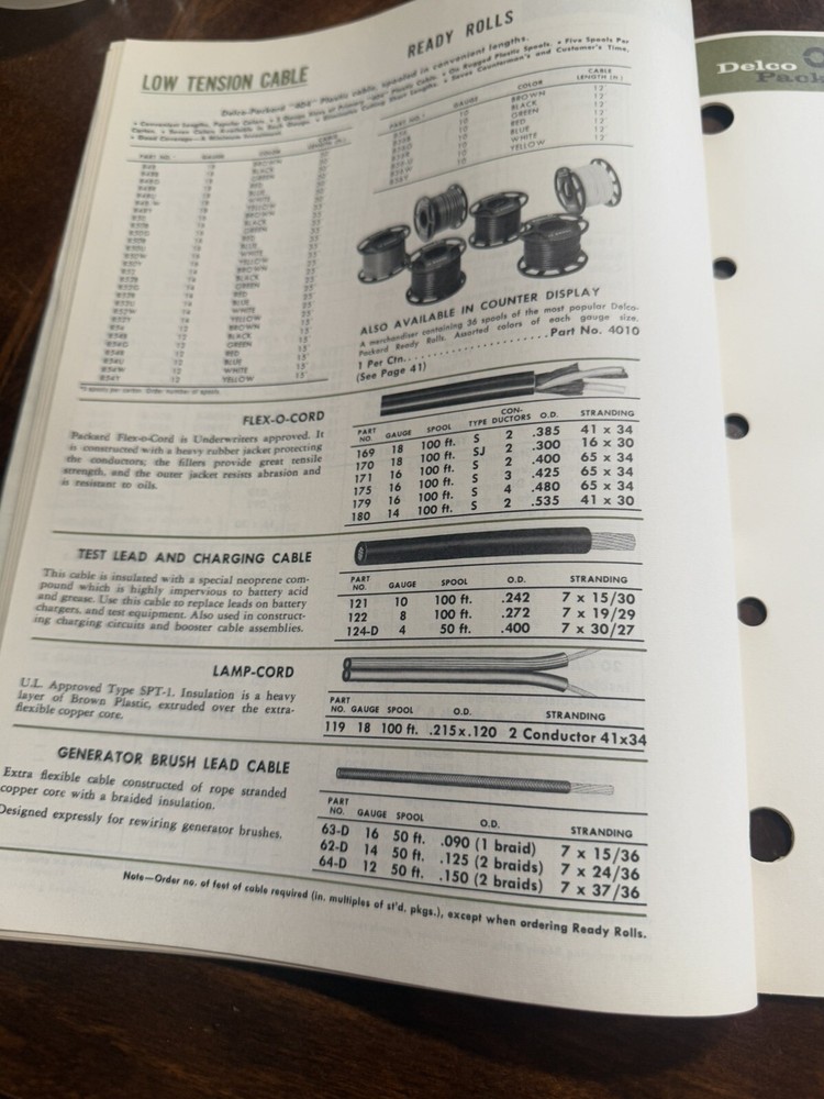 Delco Packard Cable Products Catalog Ignition Cables, Tools, Battery Cables 1964
