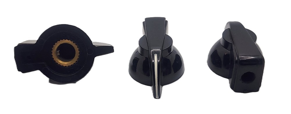 3x Black Chicken Head Knobs with Insert and Set Screw