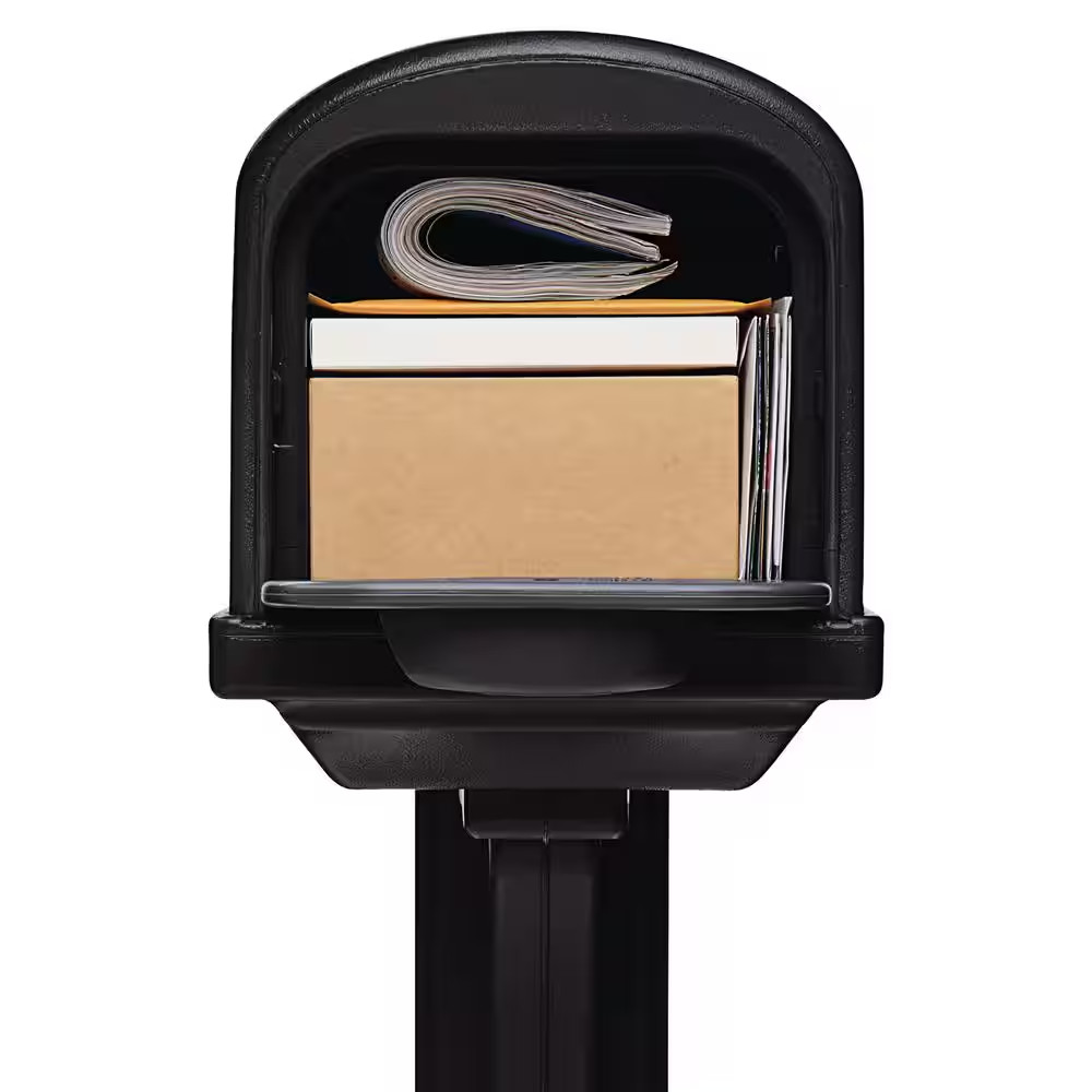Classic Black, Medium, Plastic, All-In-One Mailbox and Post Combo