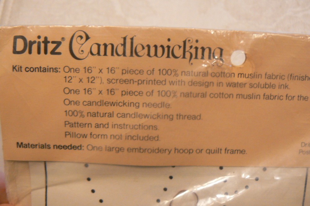 NEW! Dritz, Candlewicking #9022 Patchwork Sampler 12"x12" Complete Kit NEW S/S