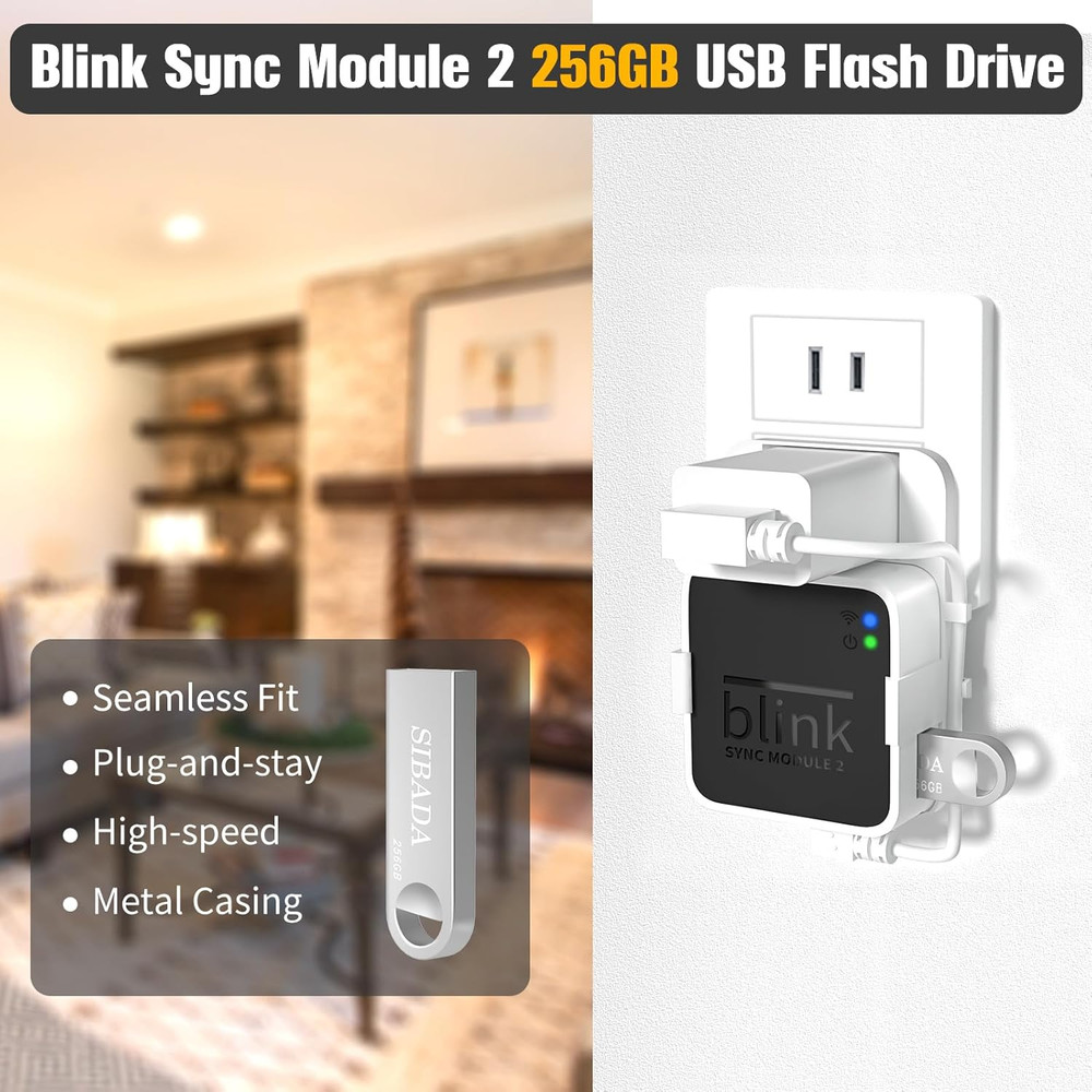 256GB USB Flash Drive, Outlet Wall Mount Holder for Blink Sync Module 2, Module
