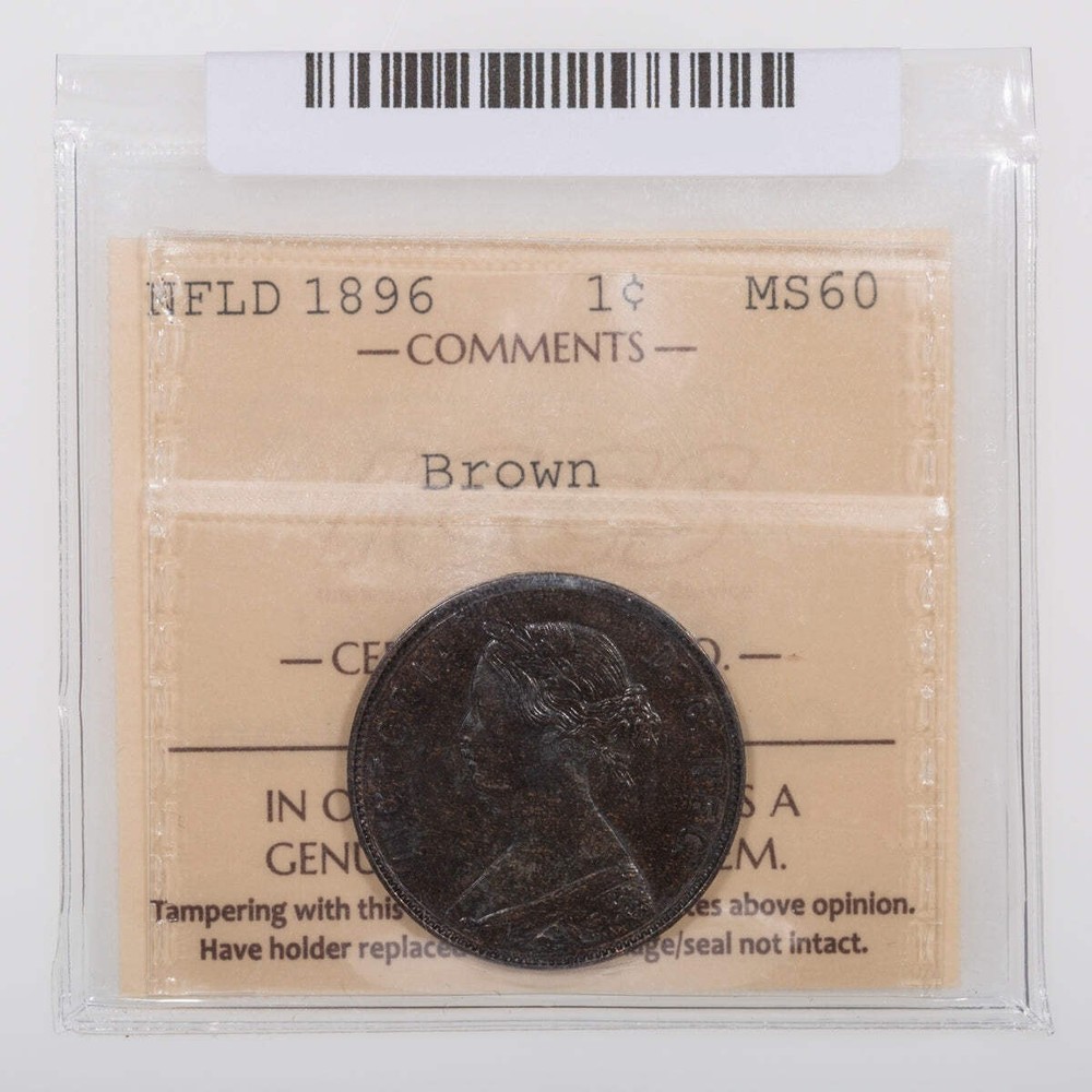 NFLD 1 Cent 1896 ICCS MS-60