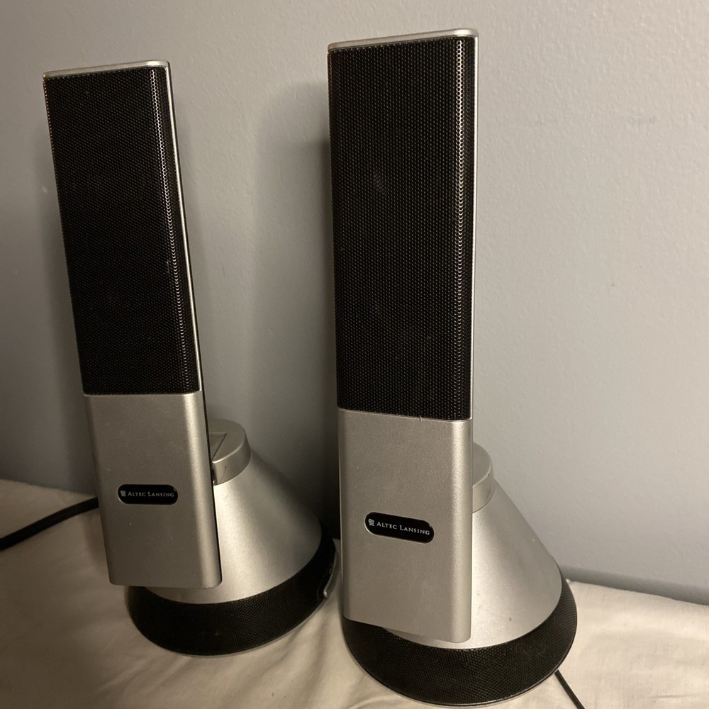 Altec Lansing - Desktop Speaker Set Silver Black Wired Computer Speakers VS4221