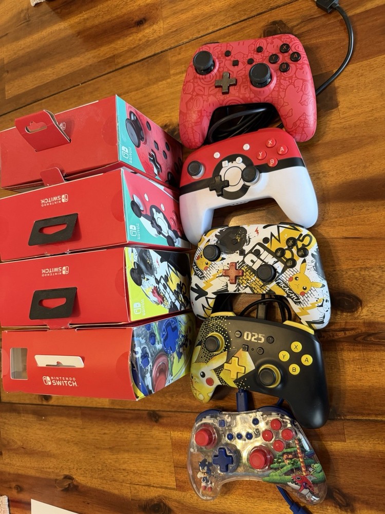 Nintendo Switch Controller Bundle Lot 3x Pokemon Pikachu, Mario & Sonic Wireless