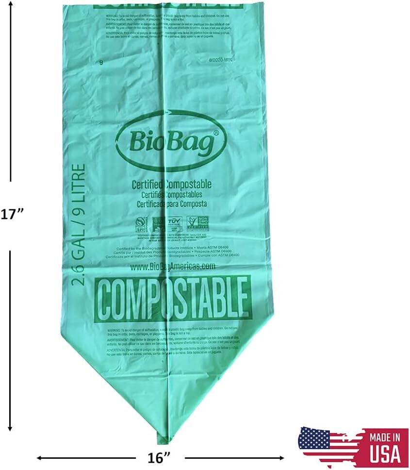 2.6 Gallon Compostable Kitchen Food Scrap Bags, 100 Count
