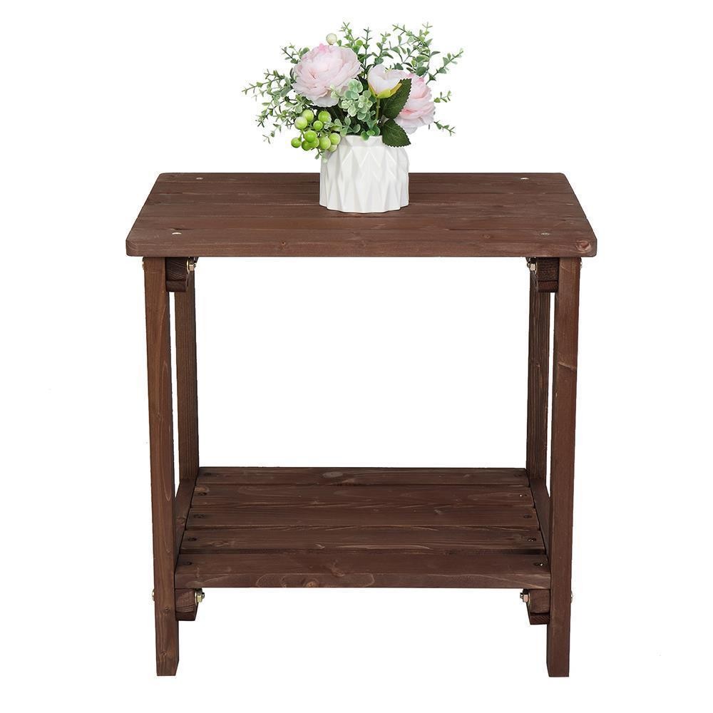 Wooden Side End Table Patio Coffee Bistro Rectangular Table Water-Resistant Yard