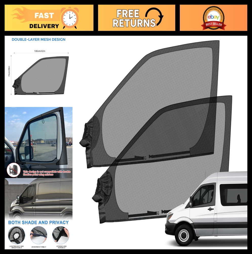 Universal Bug Screen for Front Doors - Fits Promaster, Sprinter, Metris & More