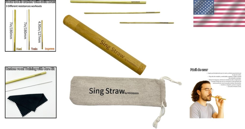 Effortless Vocal Training with Portable Solid Brass Singing Straws - 2.89 oz