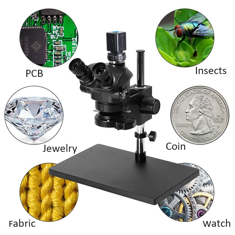 Trinocular Stereo Microscope Magnifier Stand 2K Microscope Camera 3.5X-100X