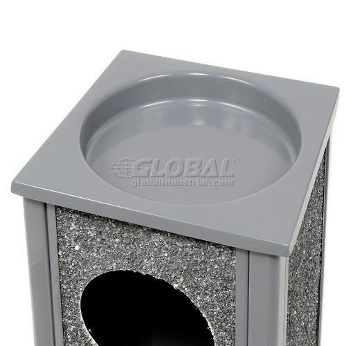 Stone Panel Trash Sand Urn 10-1/4" Square X 24"H Gray