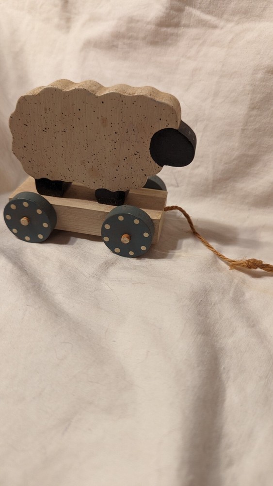Wood Sheep On A Wagon Pull Toy