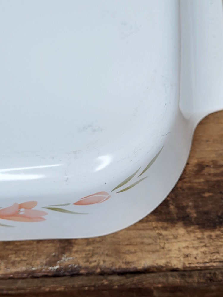 Vintage Corning Ware #A-21-B-N Rectangular Roaster Pan in Peach Floral Pattern