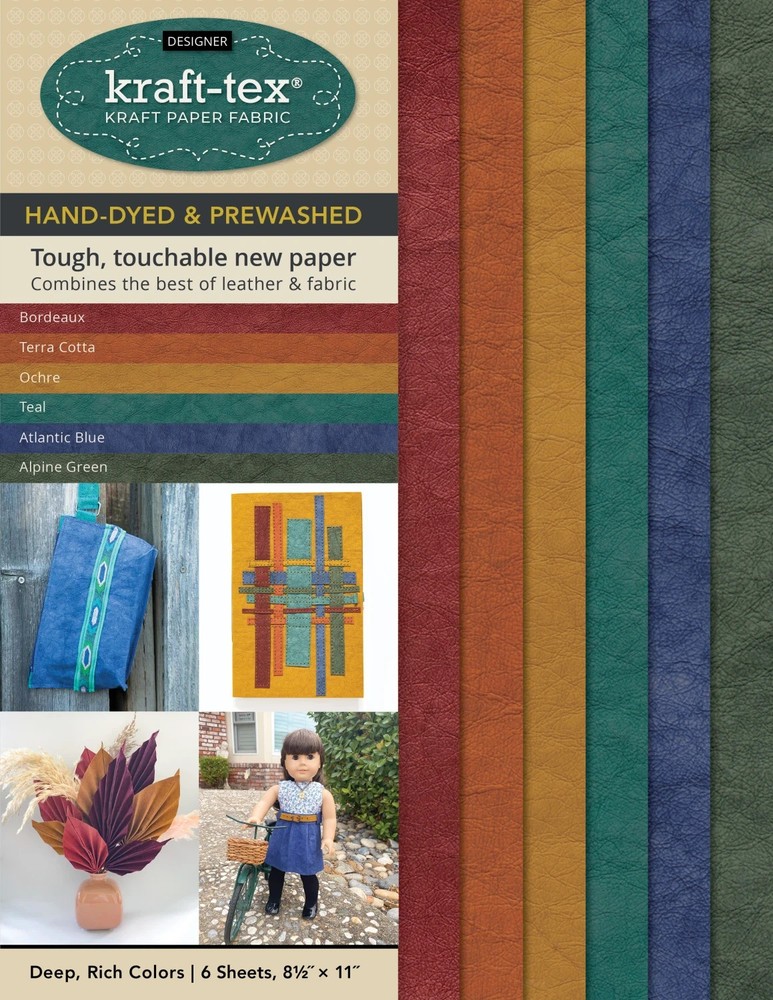 Kraft-tex Designer Sampler 6 Deep, Rich Colors  8.5X11" each Hand Dyed Prewashed