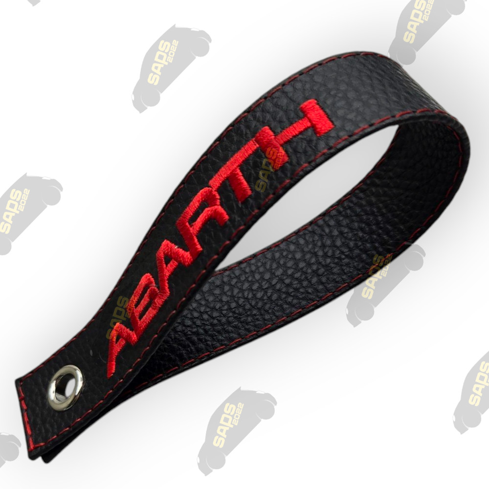 Abarth Black / Red Stitch Leather Interior Boot Pull Strap Handle Fiat 500