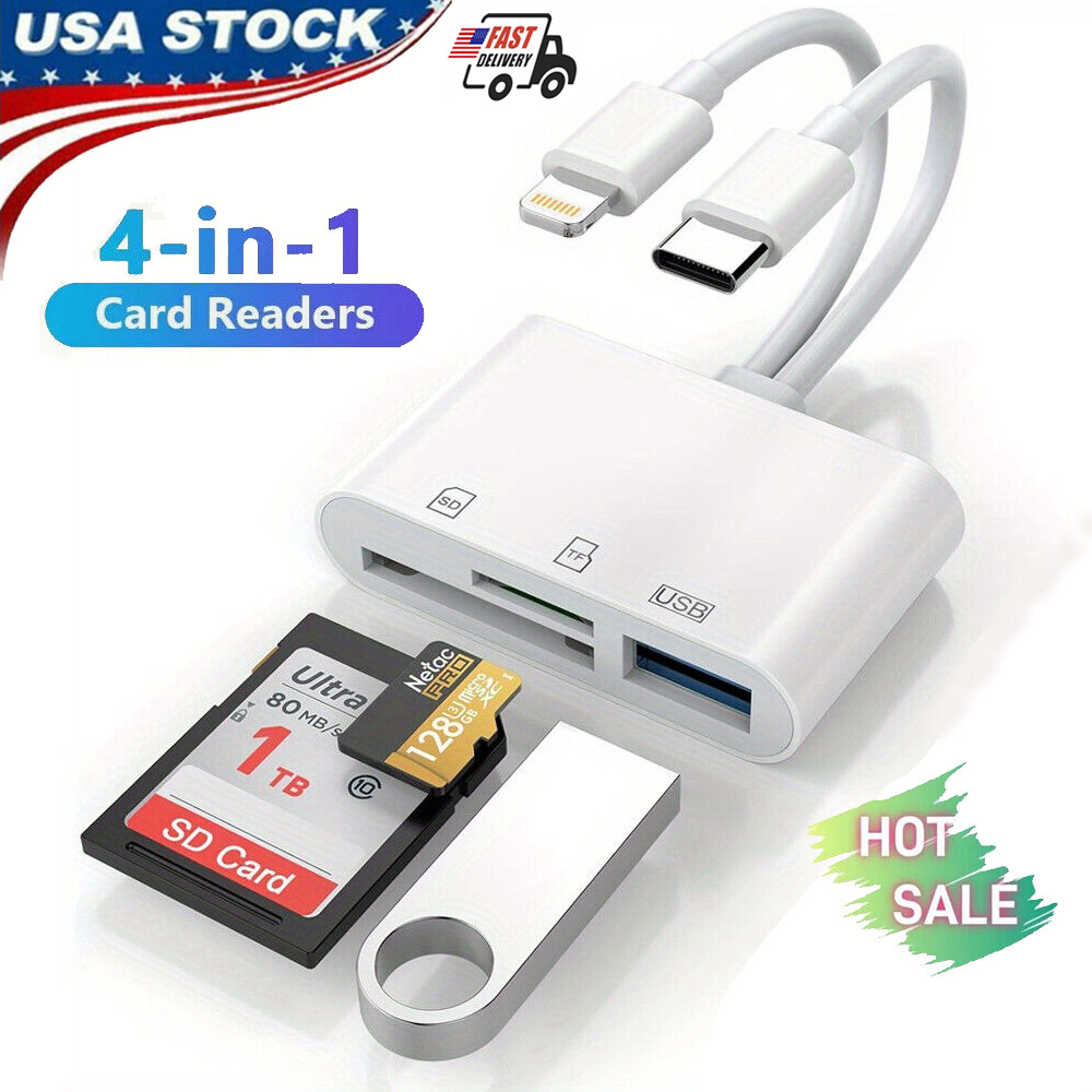 4-in-1 Memory Card/TF/SD Card Reader USB3.0 OTG Adapter for iPhone/iPad/Android