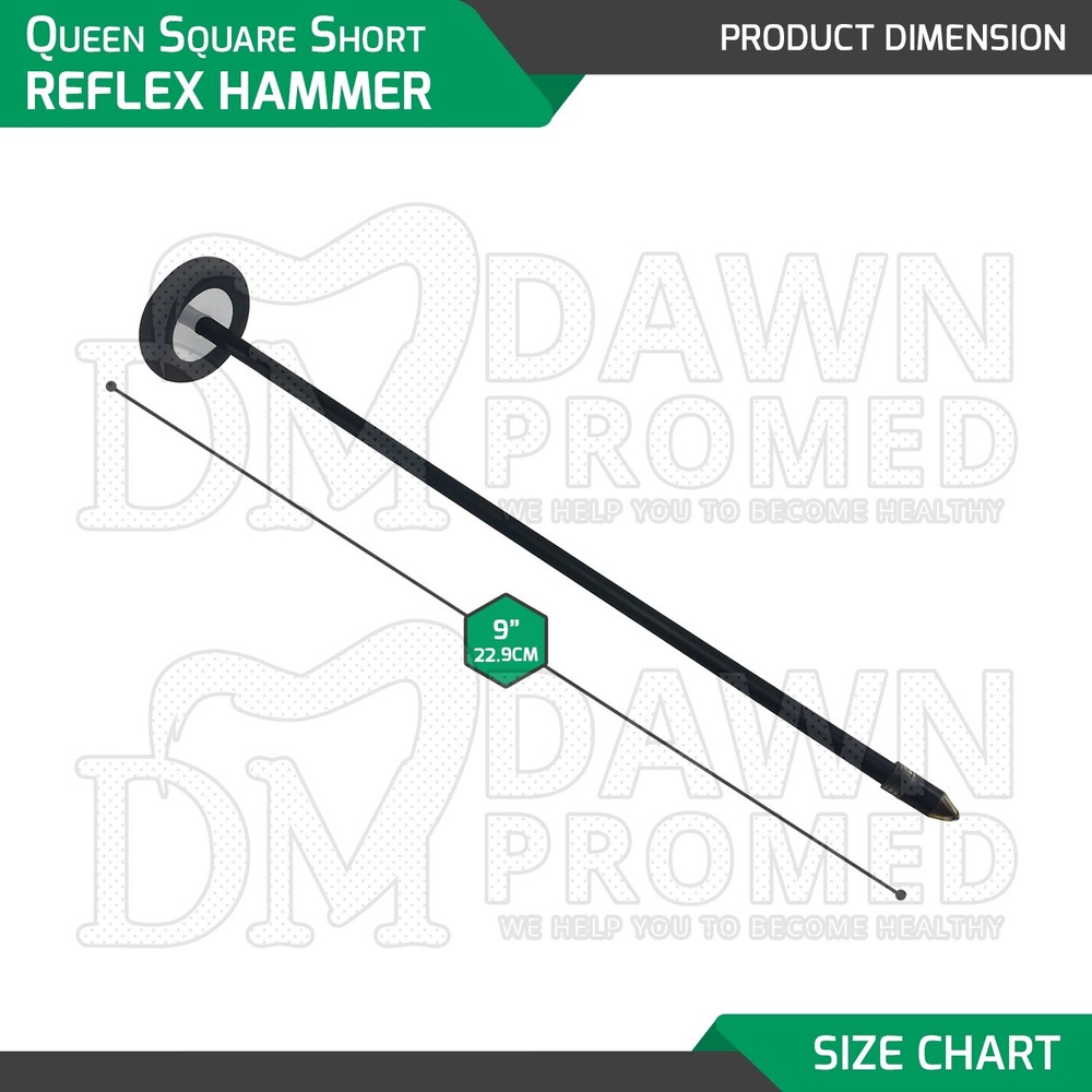 Queen Square Neurological Reflex Hammer Black 9" Short Plastic Handle Diagnostic